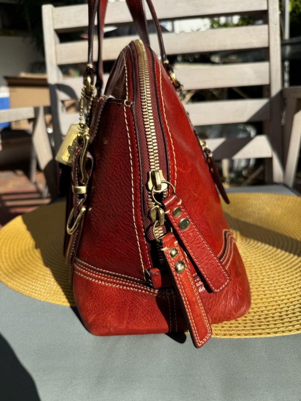 Coach Legacy Hampton Miranda Bag Burgundy 11085 Turnlock Vintage Y2K Red - Picture 3 of 6